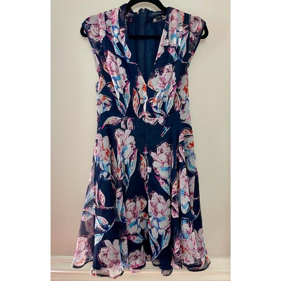 French Connection Feminine Shadow Bloom Floral Sleeveless Dress 8 - Picture 4 of 8